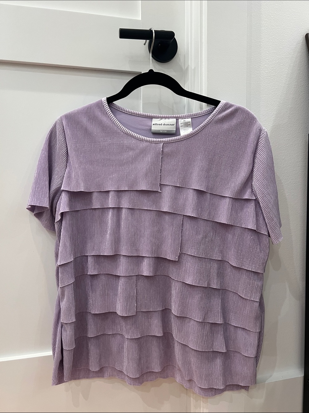 Alfred Dunner Lavender Tiered Short Sleeve Top